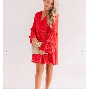 Saturday Sips Shift Dress in Red NWOT